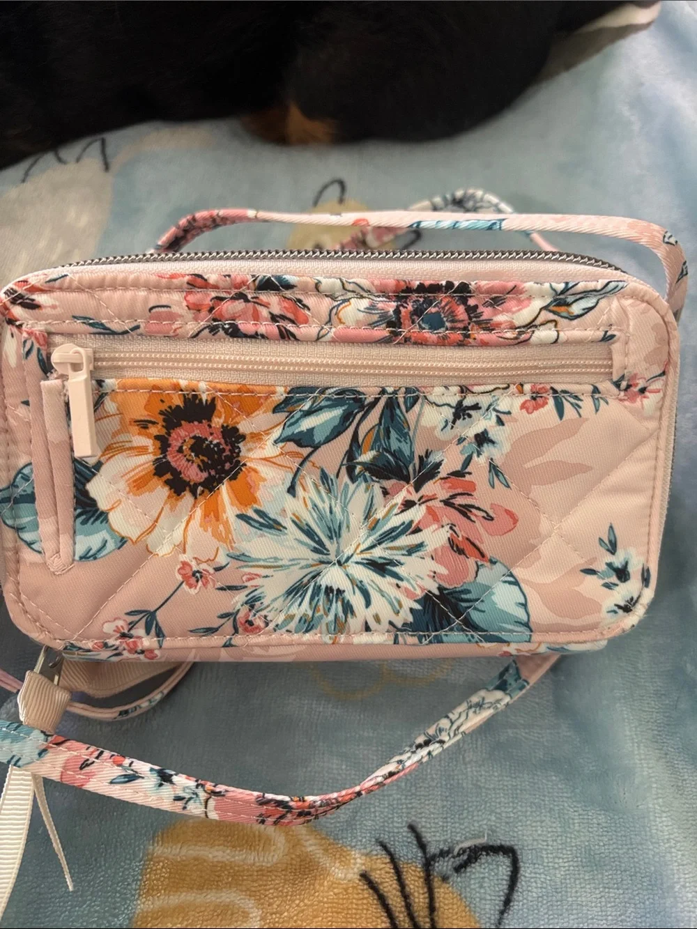 Vera Bradley Blush Pink Floral Quilted crossbody wallet and phone holder